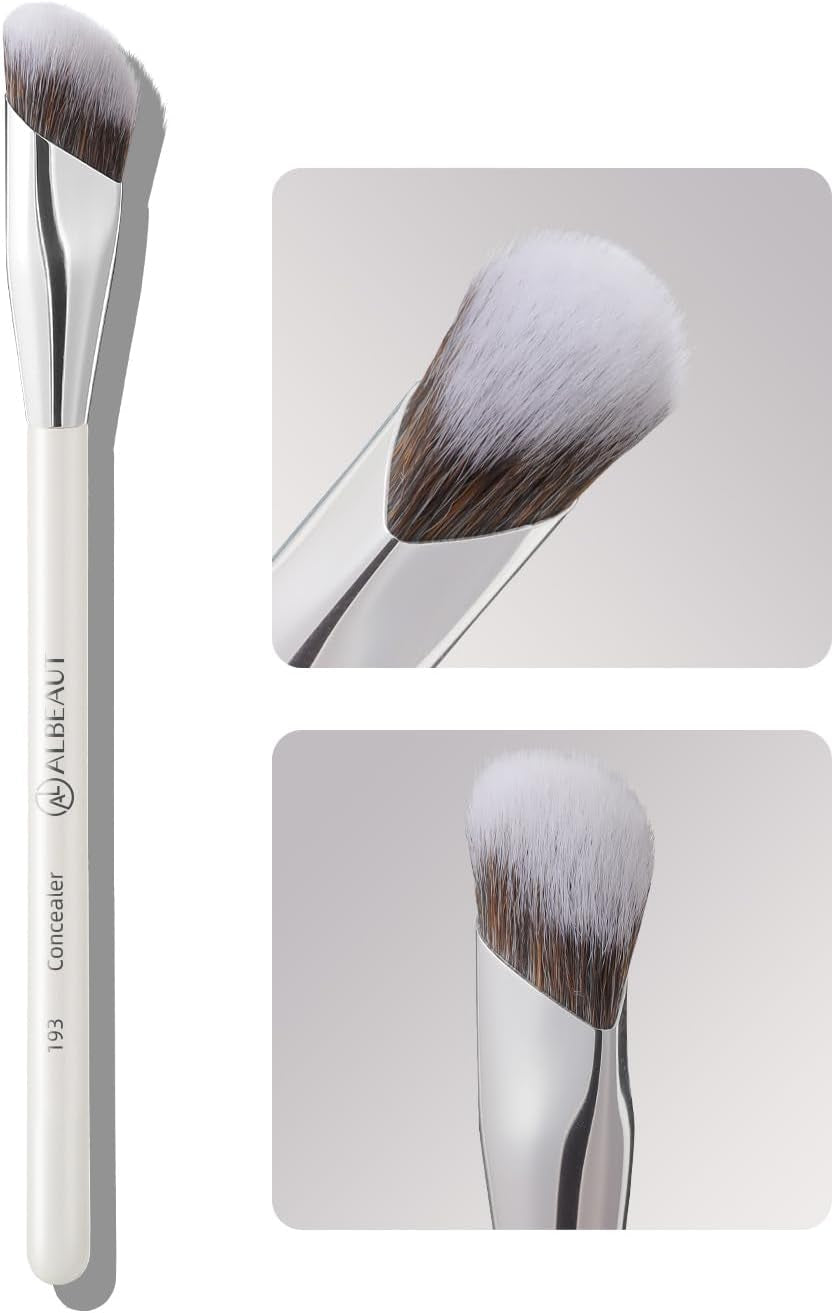 Concealer Brush, under Eye Makeup Small Angled Precision Face Blending Brush, Eye Liquid Cream Foundation Concealer for Dark Circles, Make up Nose Contour Applicator Vegan