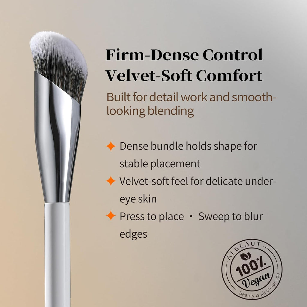 Concealer Brush, under Eye Makeup Small Angled Precision Face Blending Brush, Eye Liquid Cream Foundation Concealer for Dark Circles, Make up Nose Contour Applicator Vegan