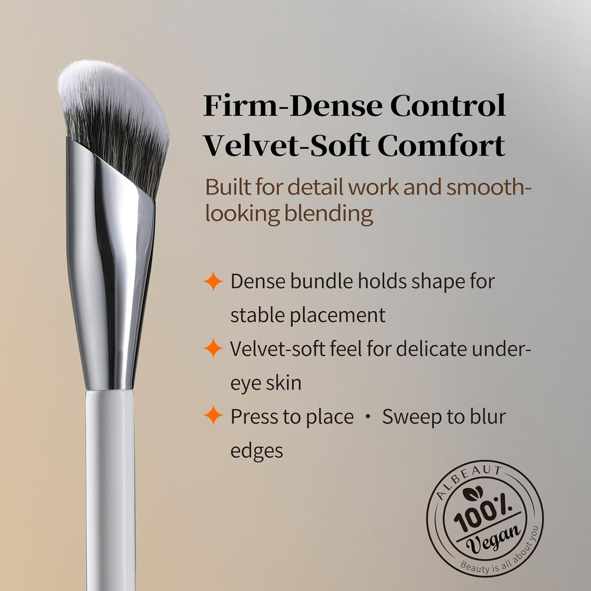 Concealer Brush, under Eye Makeup Small Angled Precision Face Blending Brush, Eye Liquid Cream Foundation Concealer for Dark Circles, Make up Nose Contour Applicator Vegan