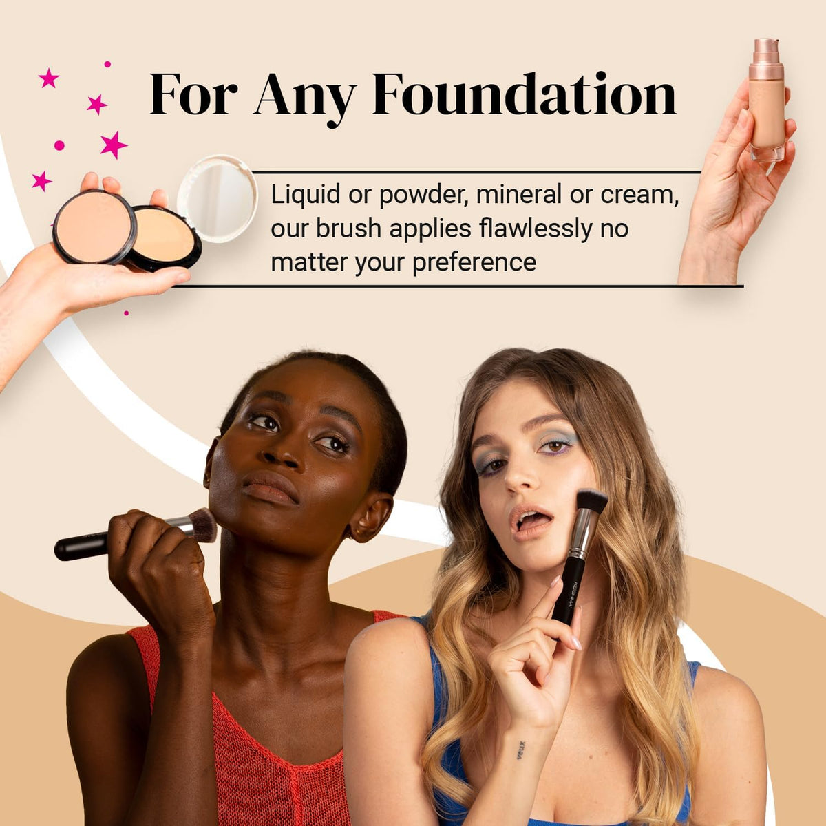 Flat Top Kabuki Foundation Brush by , Premium Makeup Brush