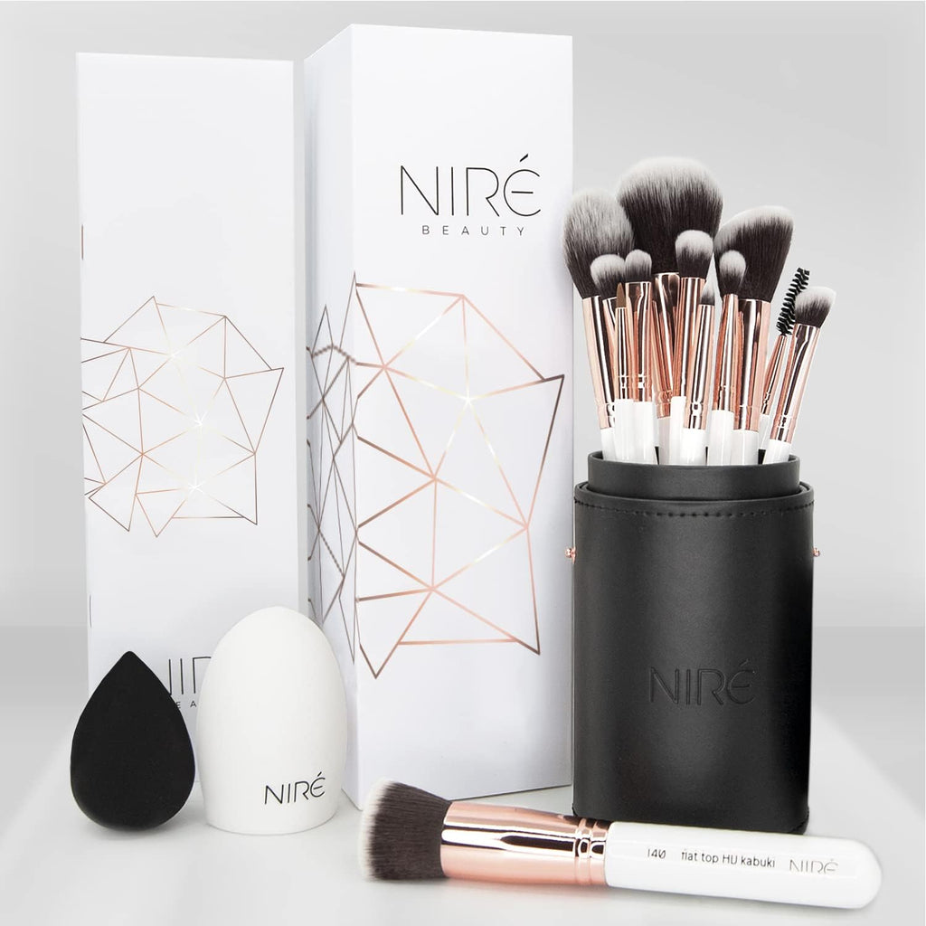 Beauty Travel Brush Set with Case, Pinceaux Maquillage, White