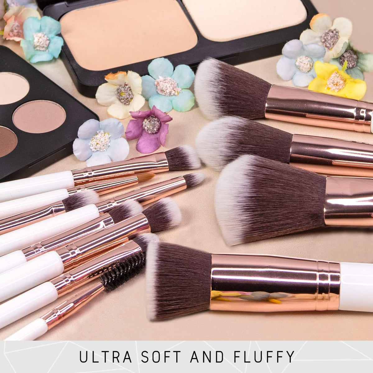 Beauty Travel Brush Set with Case, Pinceaux Maquillage, White