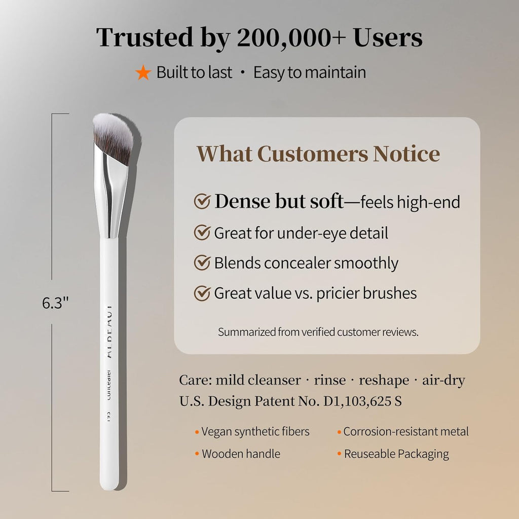 Concealer Brush, under Eye Makeup Small Angled Precision Face Blending Brush, Eye Liquid Cream Foundation Concealer for Dark Circles, Make up Nose Contour Applicator Vegan