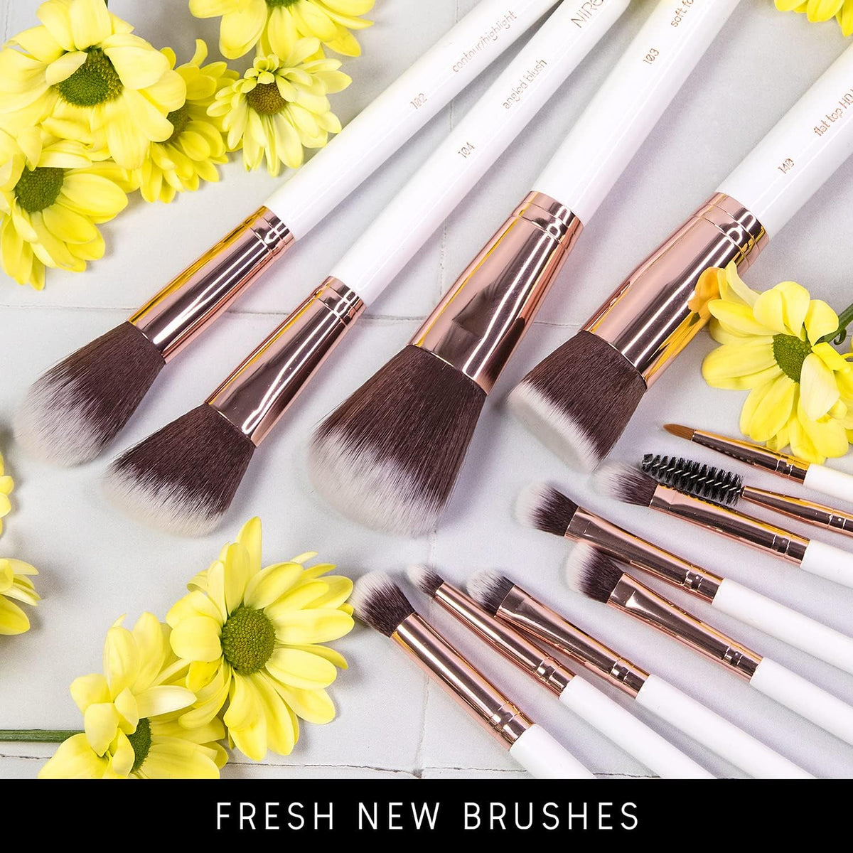 Beauty Travel Brush Set with Case, Pinceaux Maquillage, White