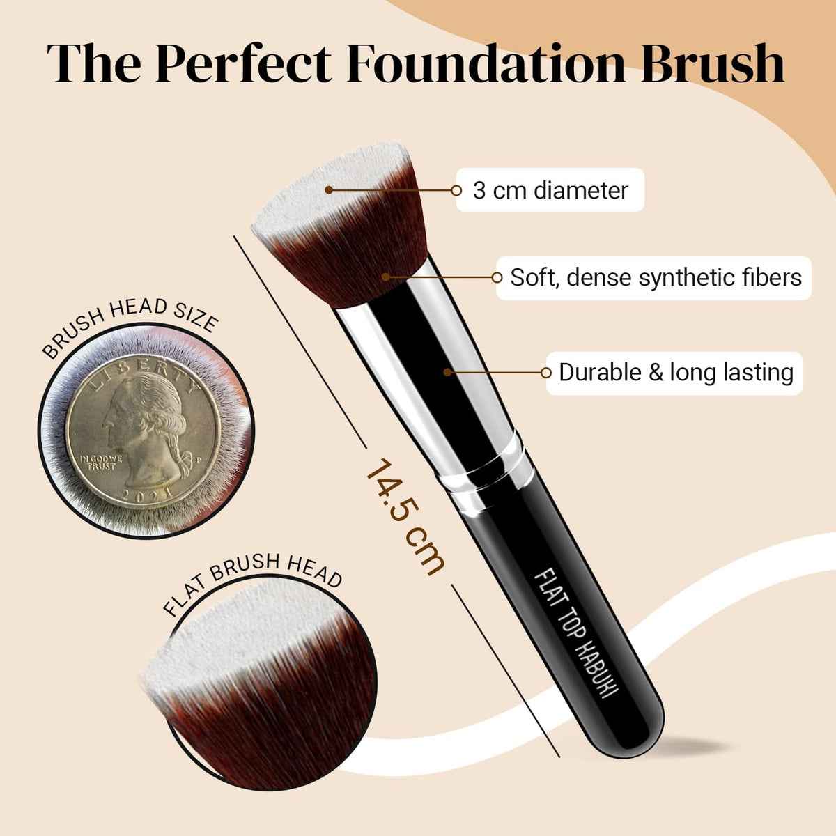 Flat Top Kabuki Foundation Brush by , Premium Makeup Brush