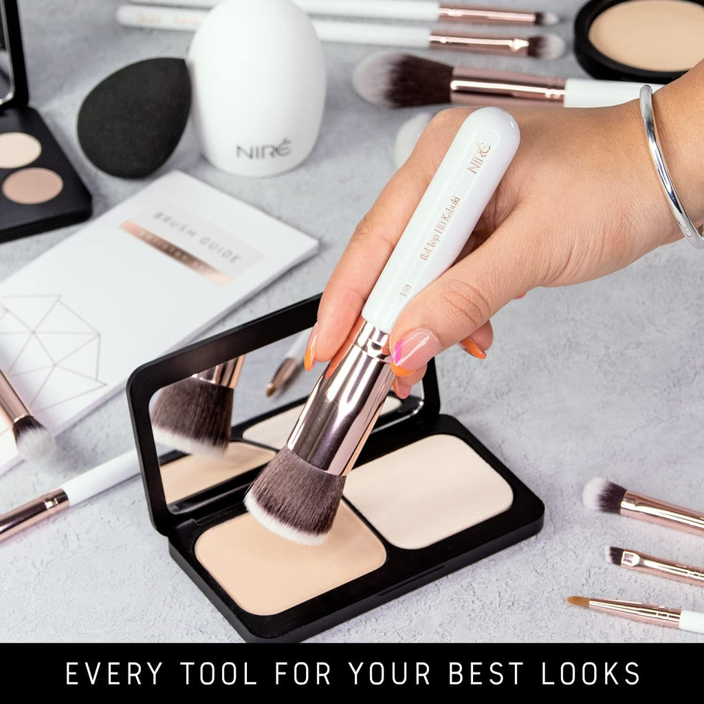 Beauty Travel Brush Set with Case, Pinceaux Maquillage, White