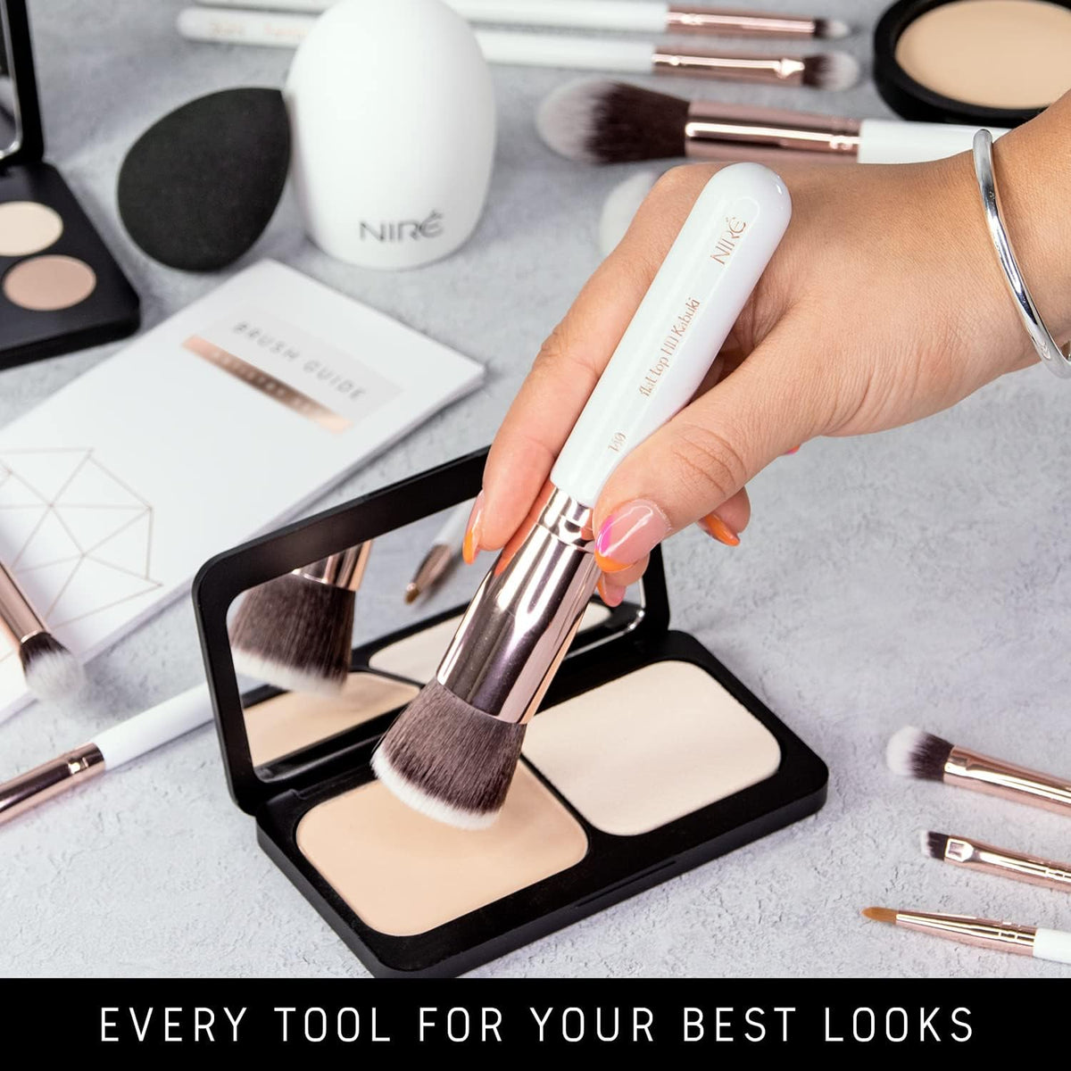 Beauty Travel Brush Set with Case, Pinceaux Maquillage, White