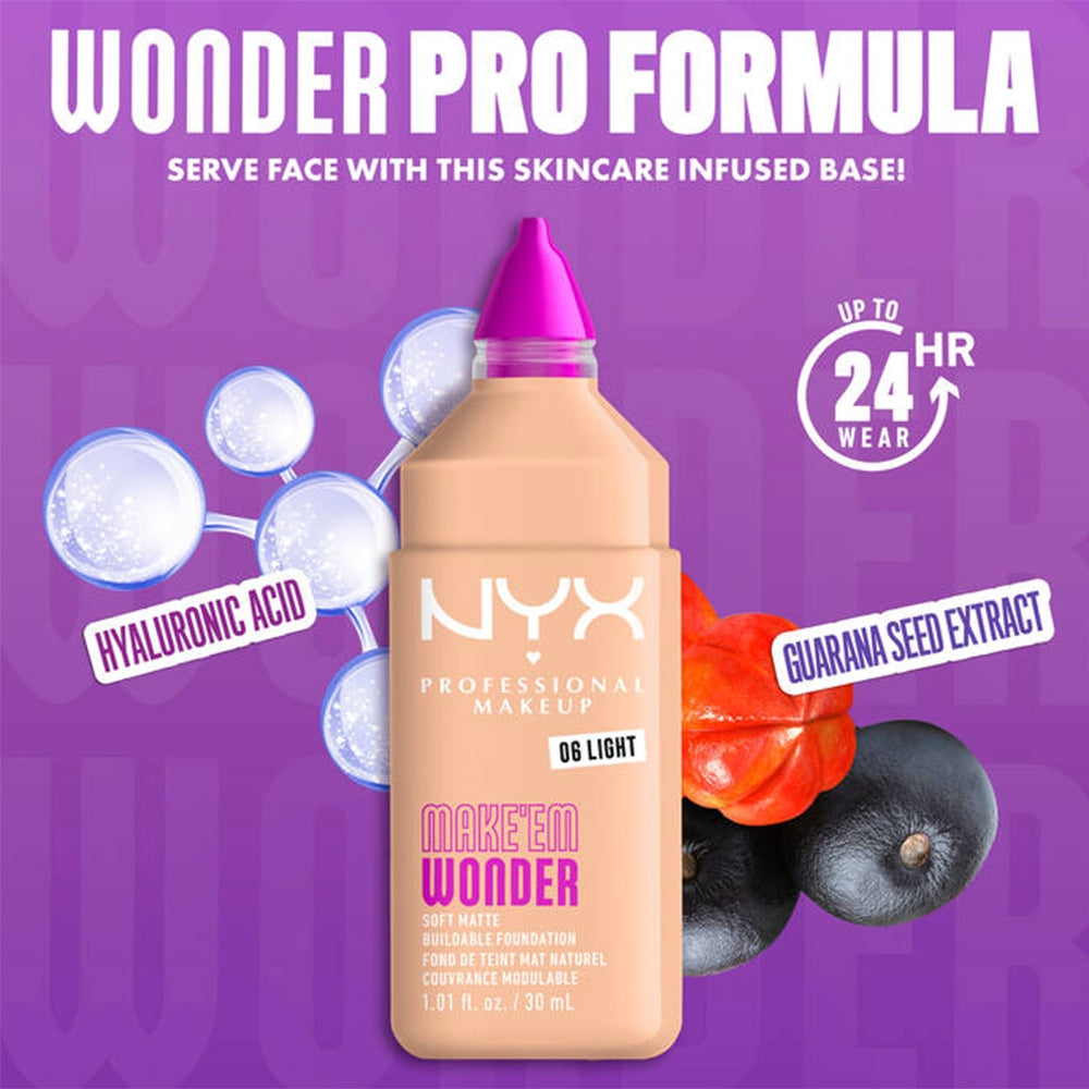 NYX MAKE EM WONDER FOND DE TEINT MAT SOUPLE MODULABLE, NYX WF