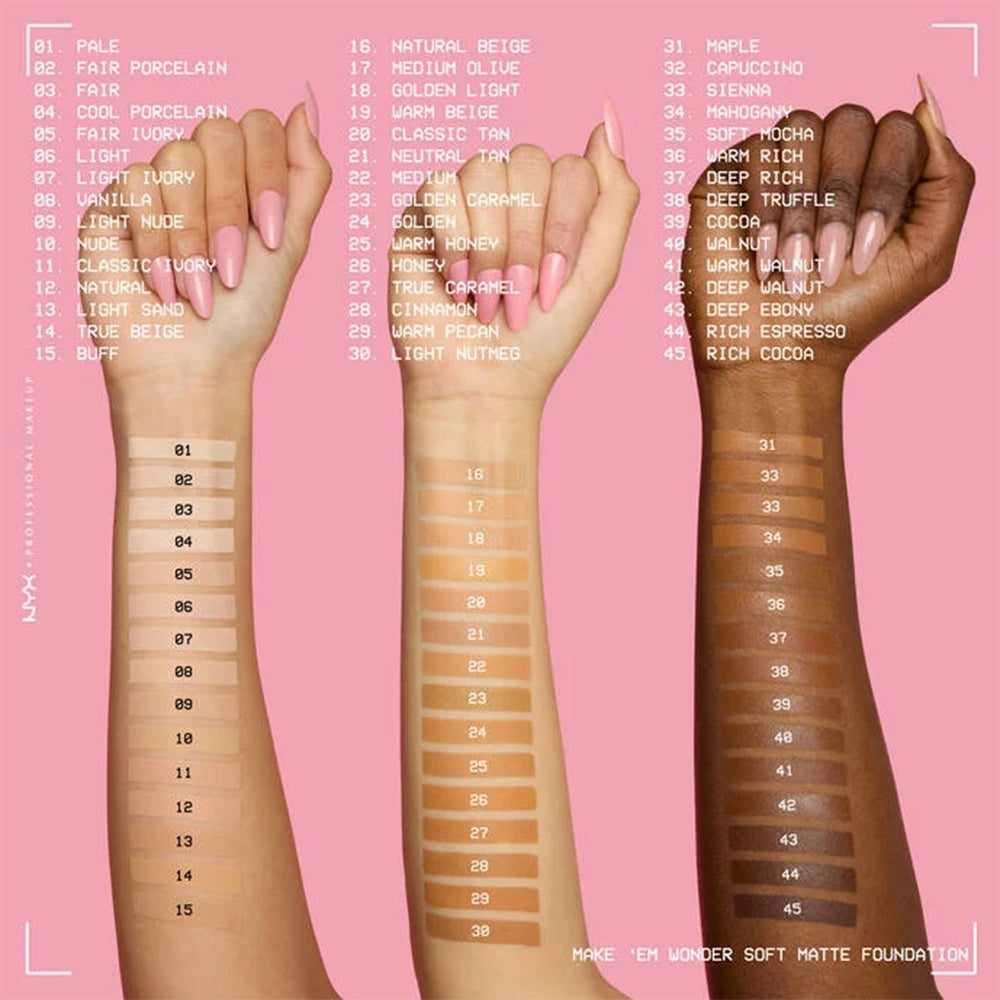 NYX MAKE EM WONDER FOND DE TEINT MAT SOUPLE MODULABLE, NYX WF